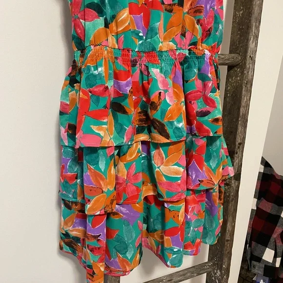 Gigio Multi-Colored Sleeveless Bold Floral Mini Dress - Picture 3 of 7
